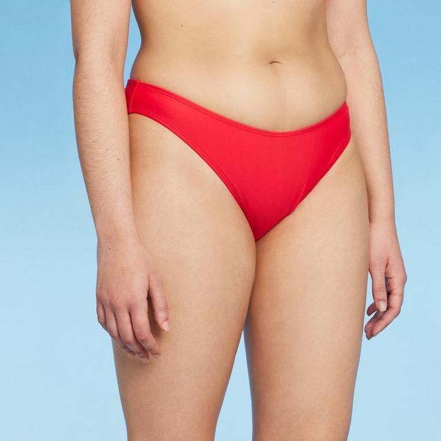 Womens Scoop Front High Leg Cheeky Bikini Bottom - Wild Fable Red XXS Product Image