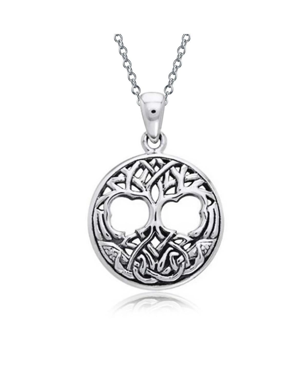 Bling Jewelry Celtic Knot Crann Bethadh Family Circle Wishing Tree Of Life Pendant Necklace For Women Oxidized .925 Sterling Silver Product Image