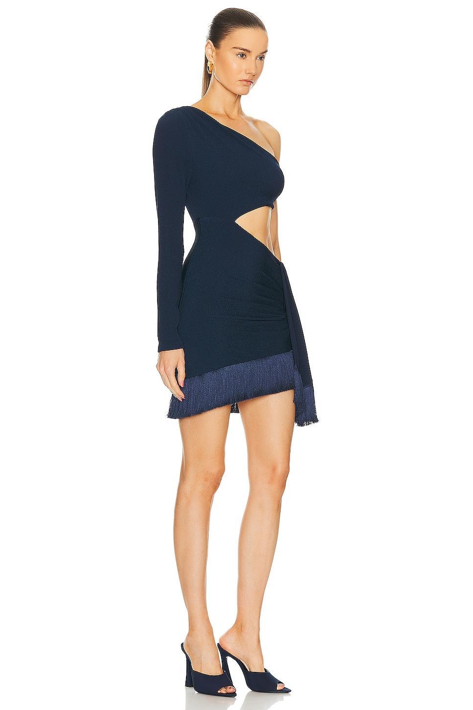 PatBO One Shoulder Cutout Mini Dress Navy. (also in L). Product Image