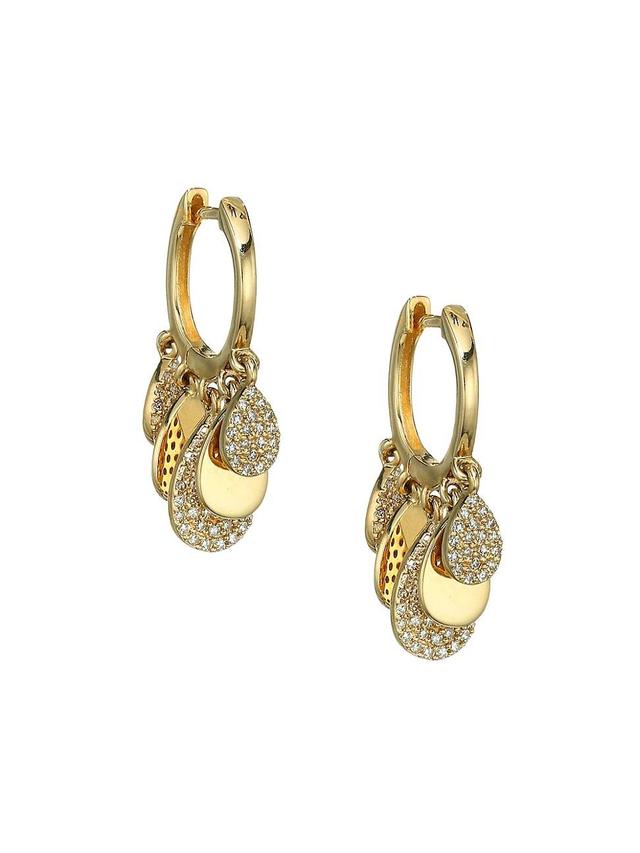 Womens 14K Yellow Gold & Diamond Huggie Earrings Product Image