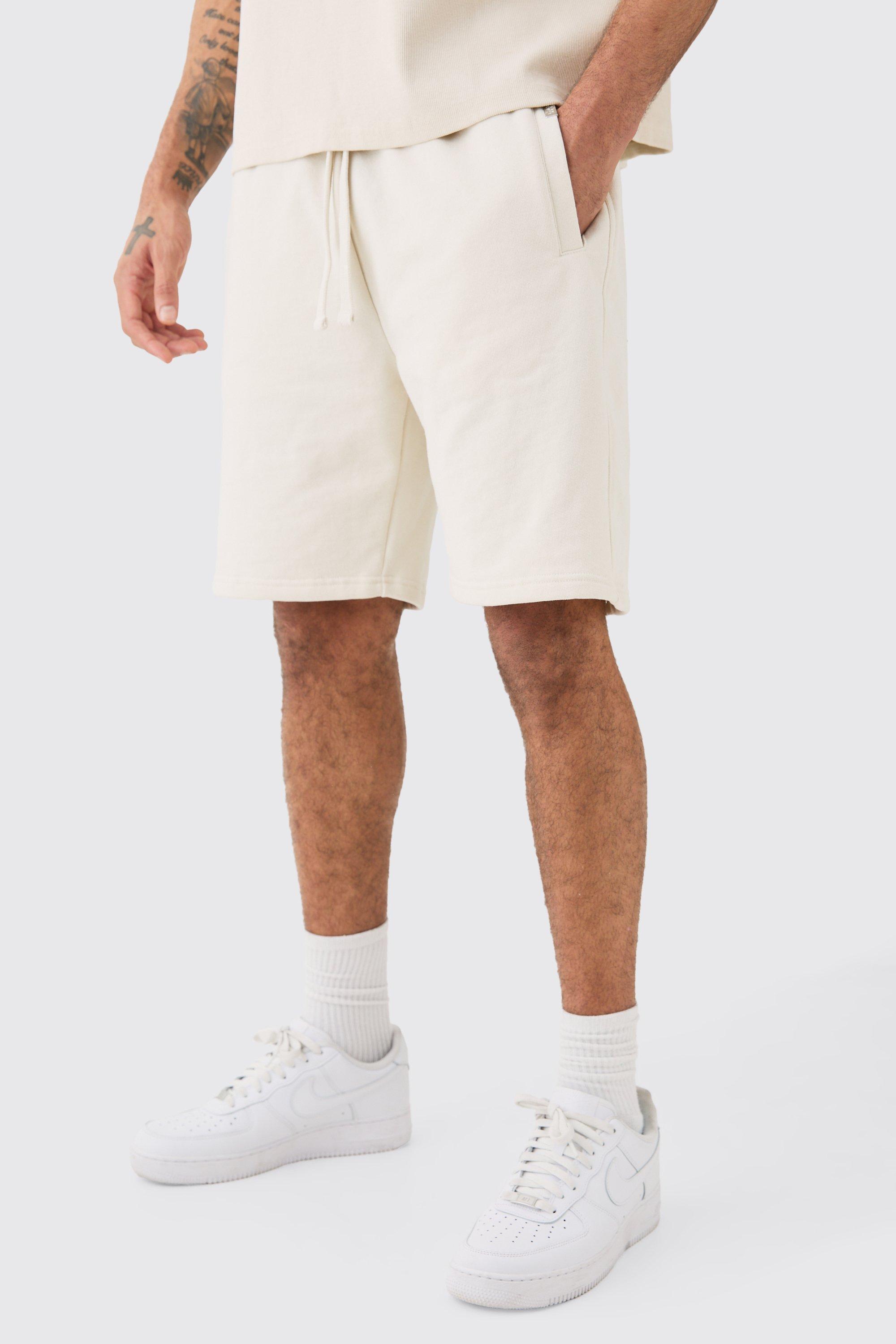 Mens Cream Loose Fit Mid Length Heavyweight Short, Cream product image