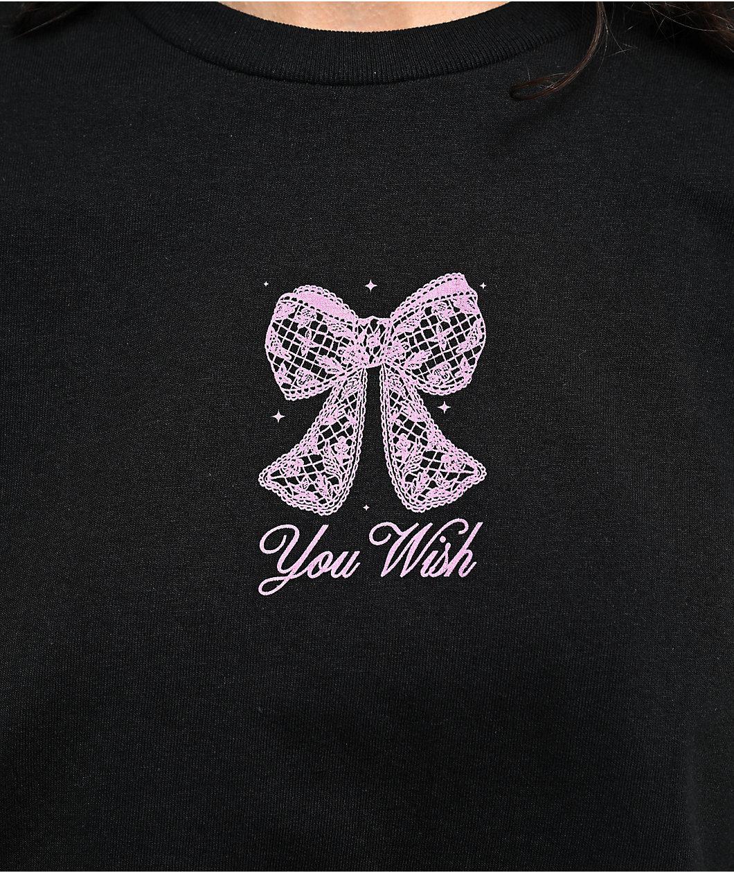 Freeworld Lacey Bow Black Long Sleeve T-Shirt Product Image