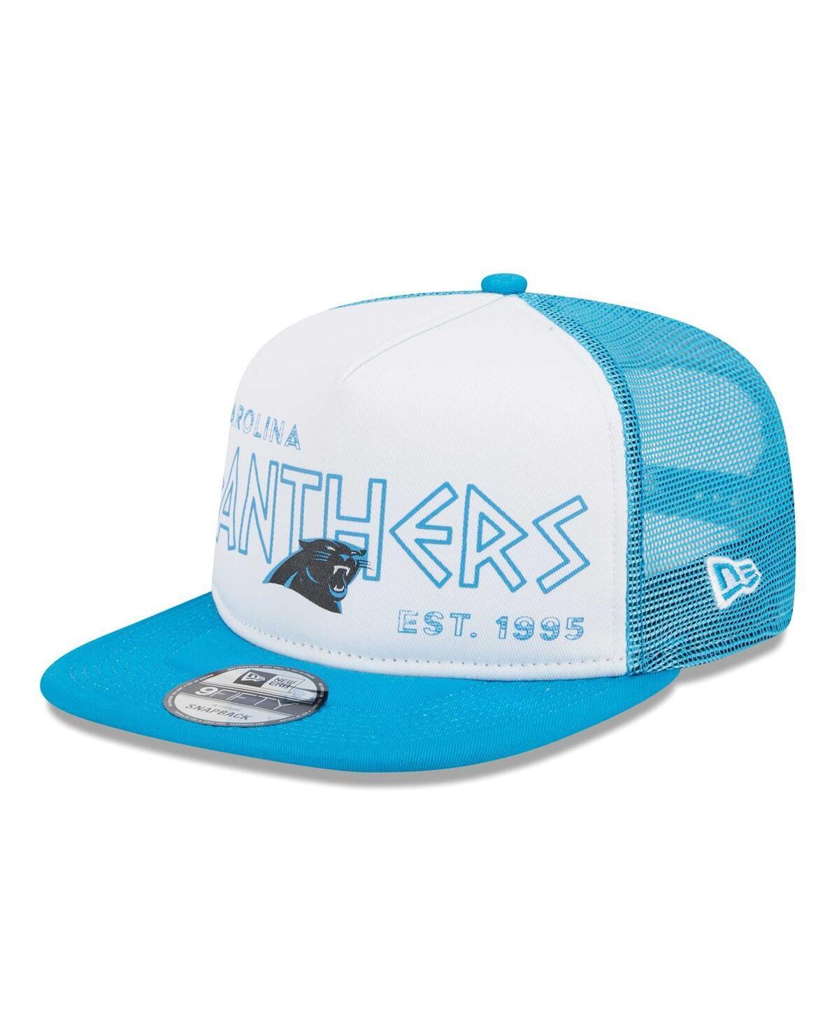 Mens New Era White Carolina Panthers Banger 9FIFTY Trucker Snapback Hat - White Product Image