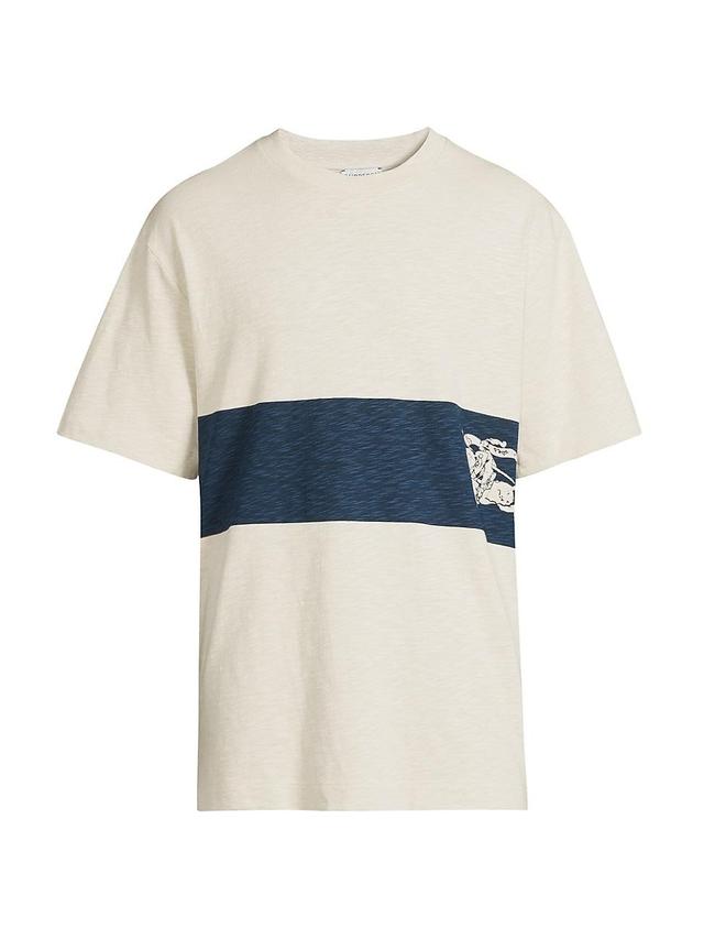 Mens Striped Crest Logo Cotton T-Shirt Product Image