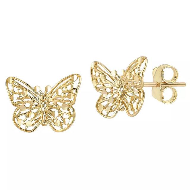 LUMINOR GOLD 14k Gold 3D Mesh Butterfly Stud Earrings, Womens Product Image