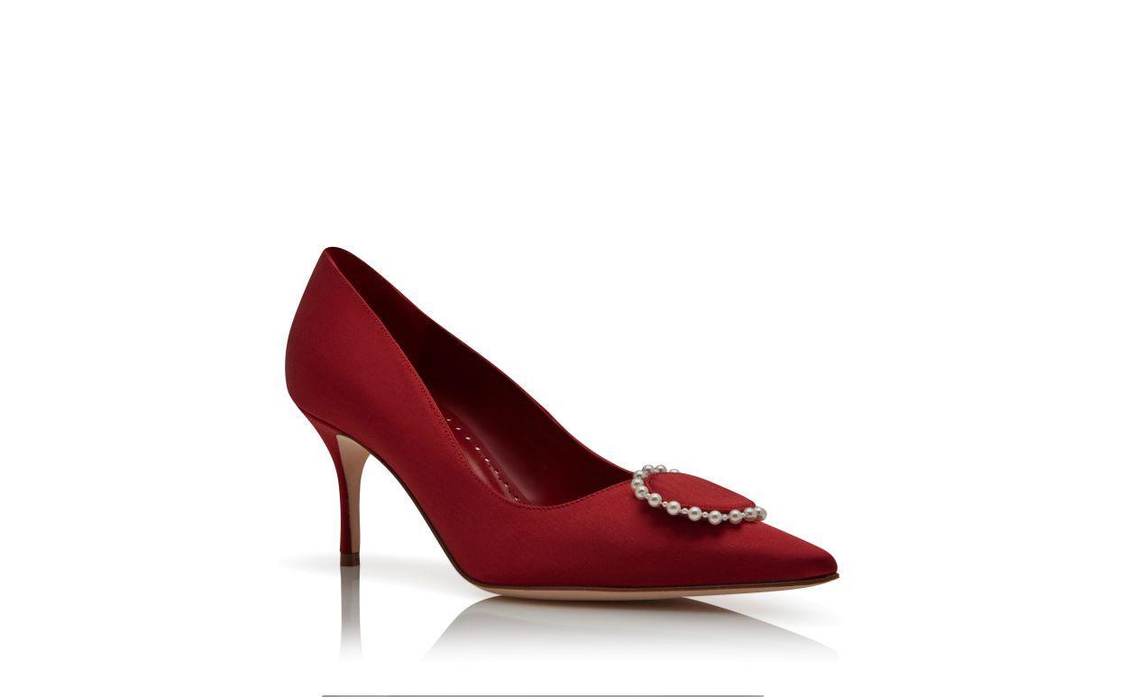 KIFACLO Red Satin Pearl Detail Pumps  Product Image