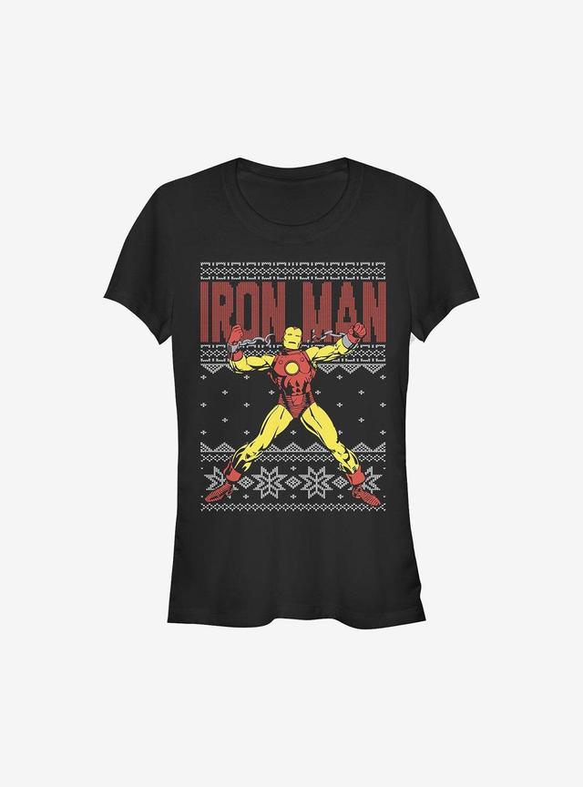 Marvel Iron Man Ugly Christmas Sweater Girls T-Shirt Product Image