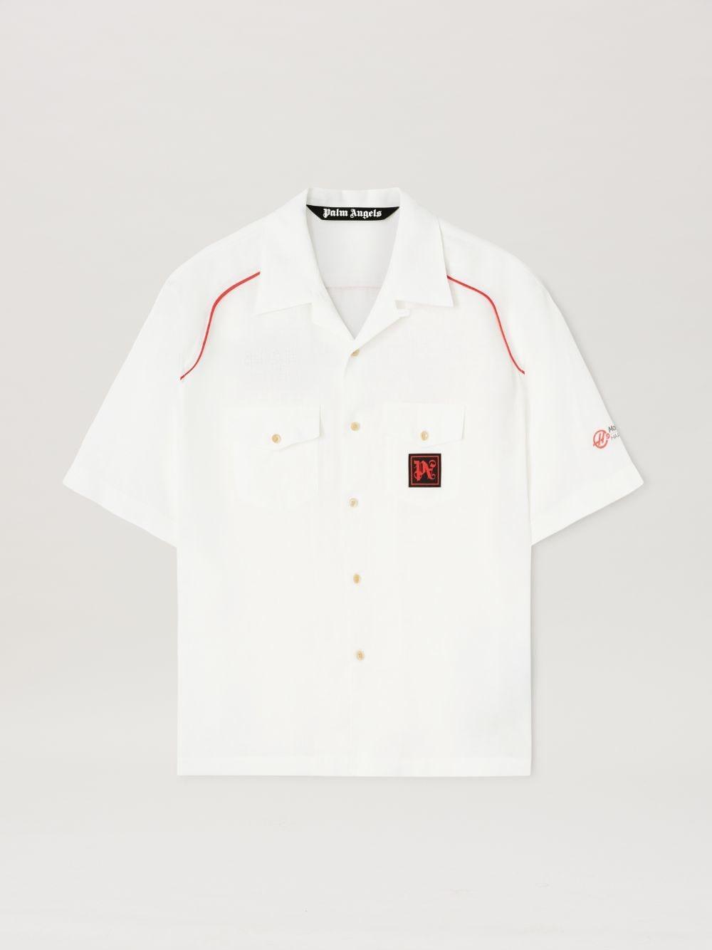 Bowling Shirt Moneygram Haas F1 Team in white  - Palm Angels® Official  Product Image