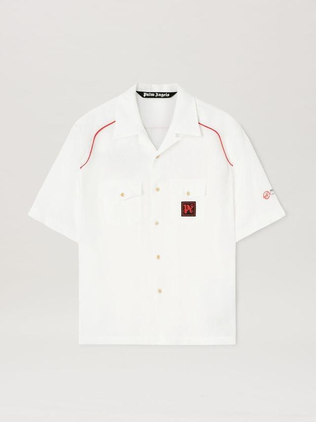 Bowling Shirt Moneygram Haas F1 Team in white  - Palm Angels® Official  Product Image