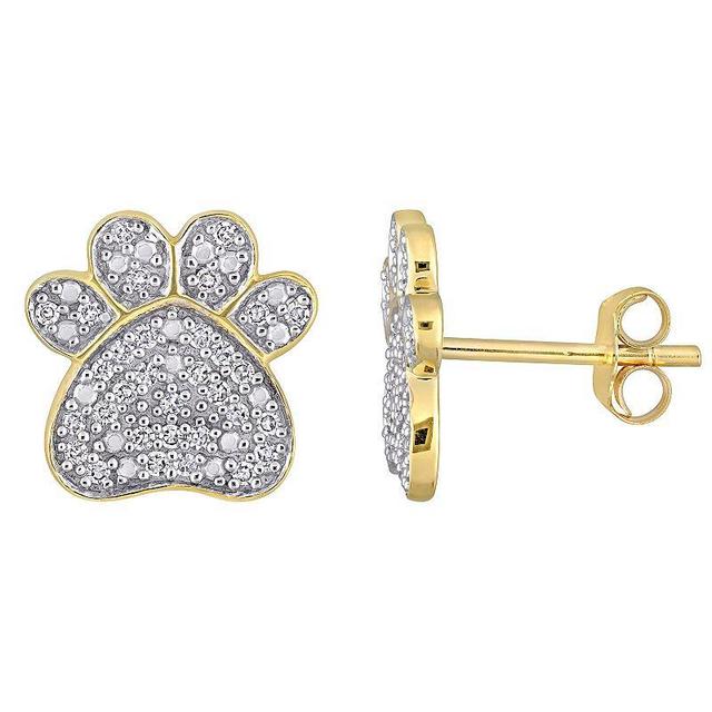 Stella Grace 10k Gold 1/5 Carat T.W. Diamond Paw Stud Earrings, Womens Product Image