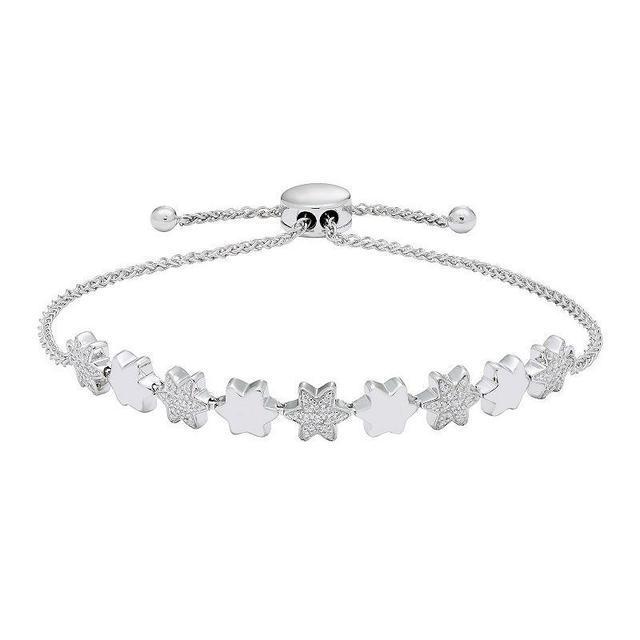 Sterling Silver 1/5 Carat T.W. Diamond Star Bolo Bracelet, Womens Product Image