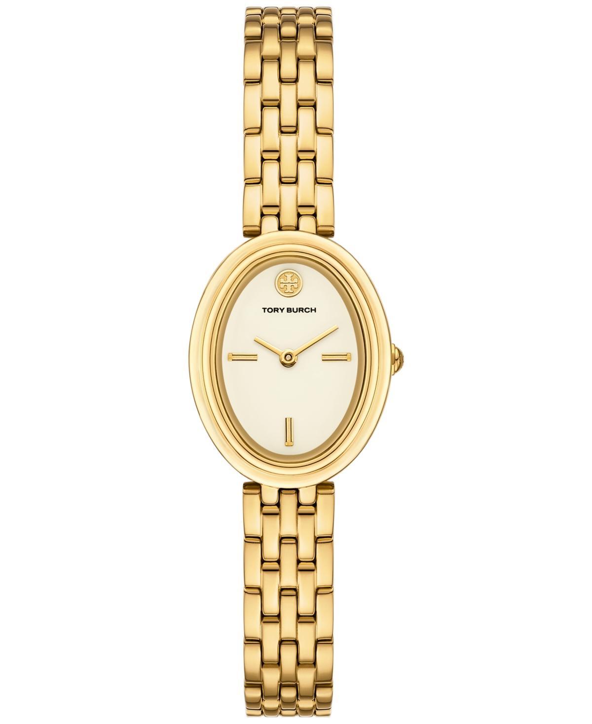 Tory Burch Womens The Oval Gold-Tone Stainless Steel Bracelet Watch 22mm Product Image