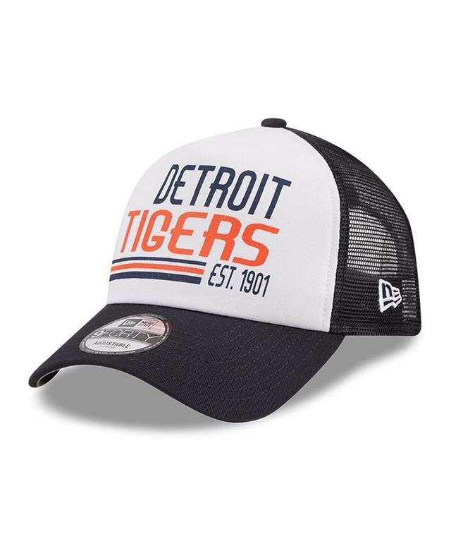 Mens New Era /Navy Detroit Tigers Stacked A-Frame Trucker 9FORTY Adjustable Hat Product Image