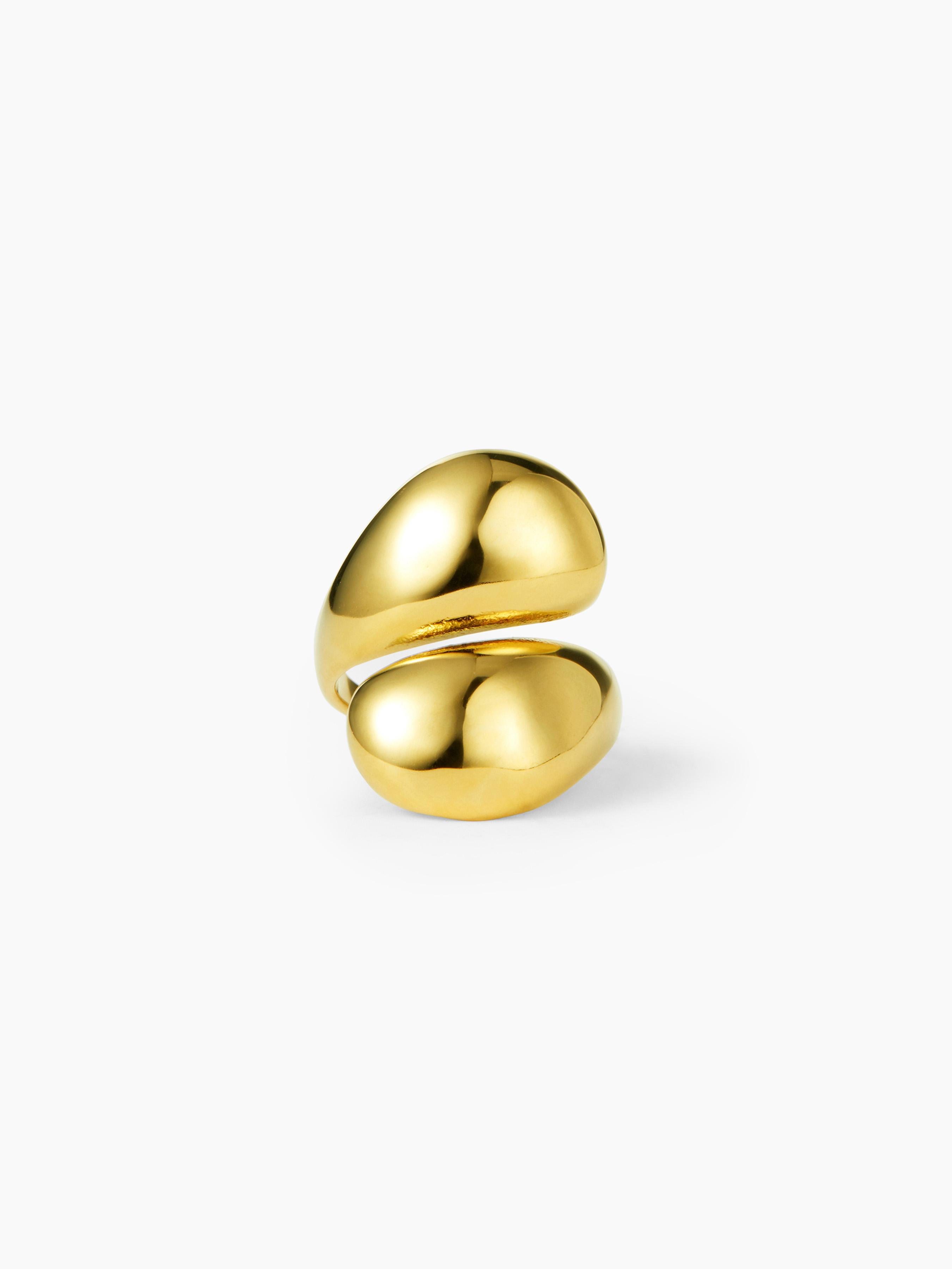 18K GOLD PLATED STAINLESS STEEL CROSSOVER RING Product Image