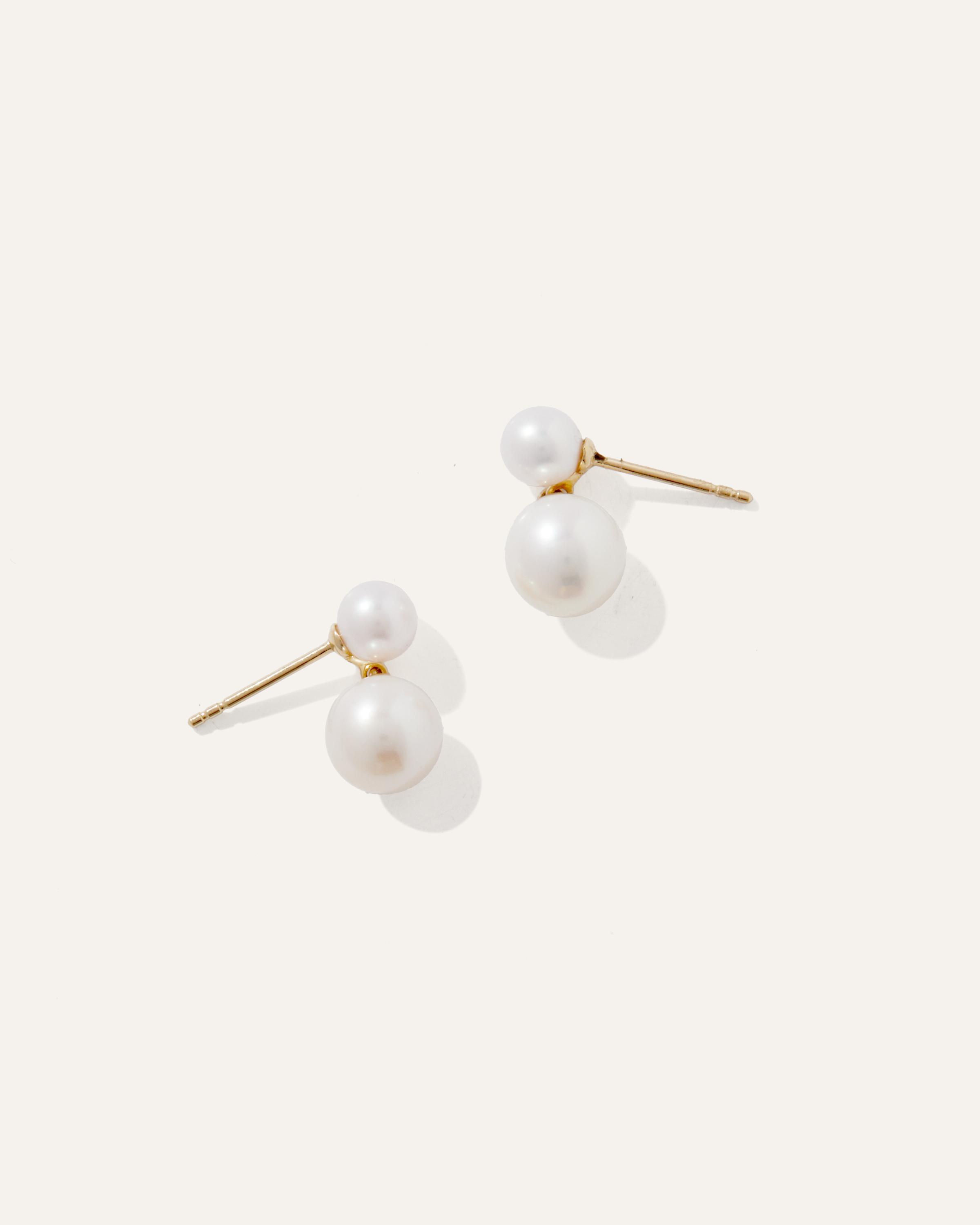 14K Gold Pearl Drop Earrings Product Image