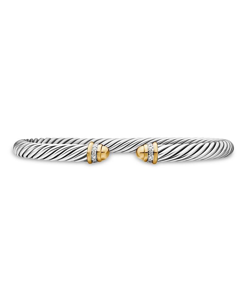 Womens Cable Bracelet With 18K Yellow Gold & Diamonds Product Image