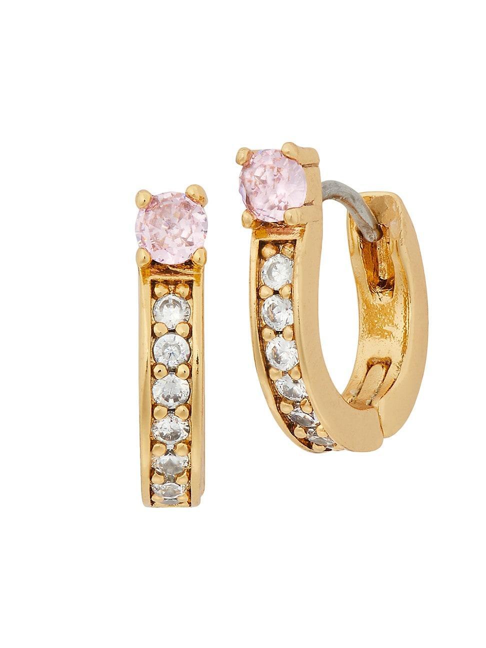 Womens Goldtone & Cubic Zirconia Huggie Hoop Earrings Product Image