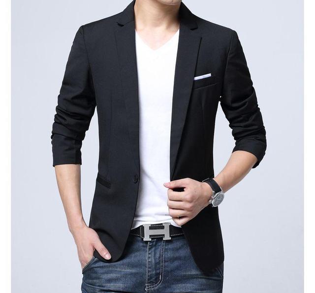 Notch Lapel Plain Single-Button Blazer Product Image