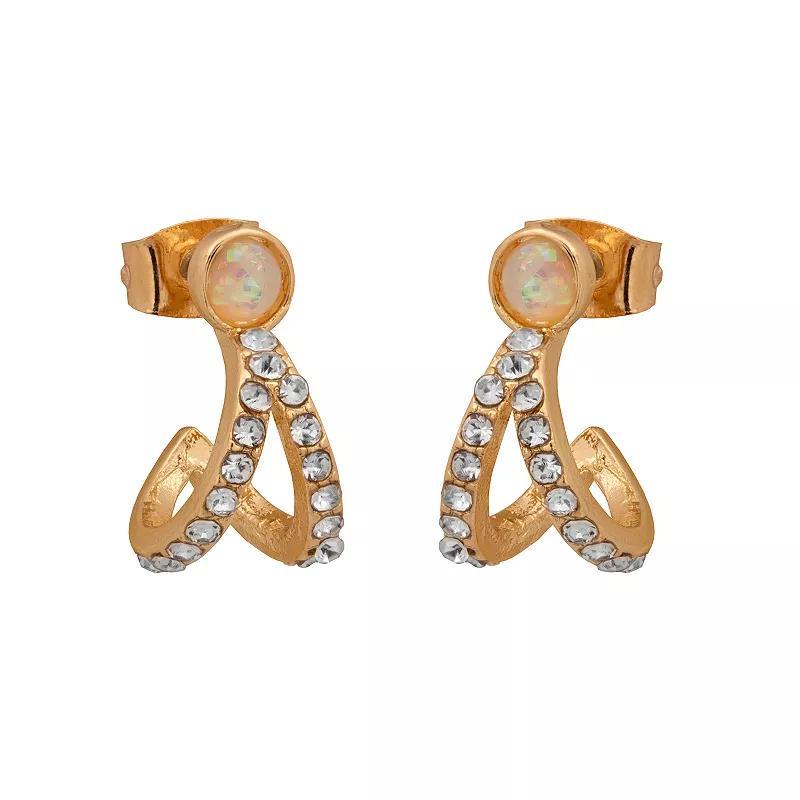 LC Lauren Conrad Small Stone Hoop Earrings, Womens, Gold Product Image