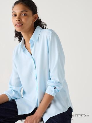 Womens Rayon Blouse Light Blue XS UNIQLO US Product Image