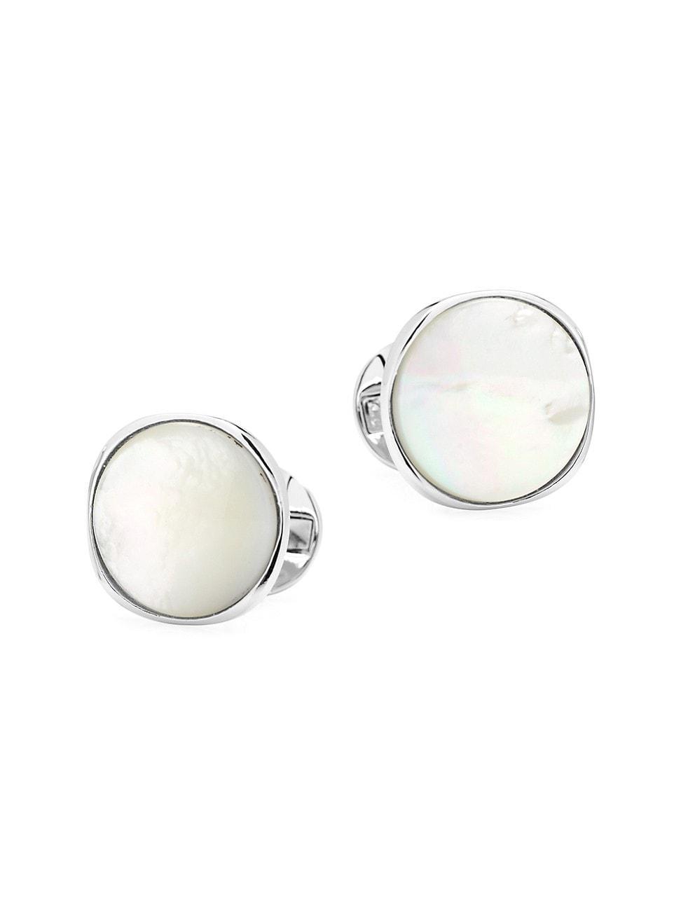 Mens Ox & Bull Trading Co. Sterling Silver & Mother of Pearl Cufflinks Product Image