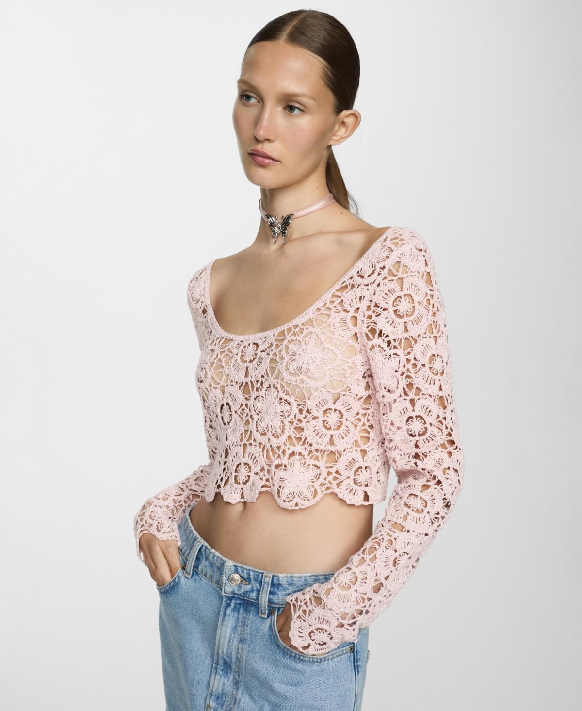 Mango Womens Short Crochet Sweater Product Image