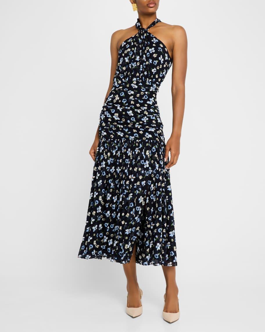 Brock Floral Halter A-Line Midi Dress Product Image