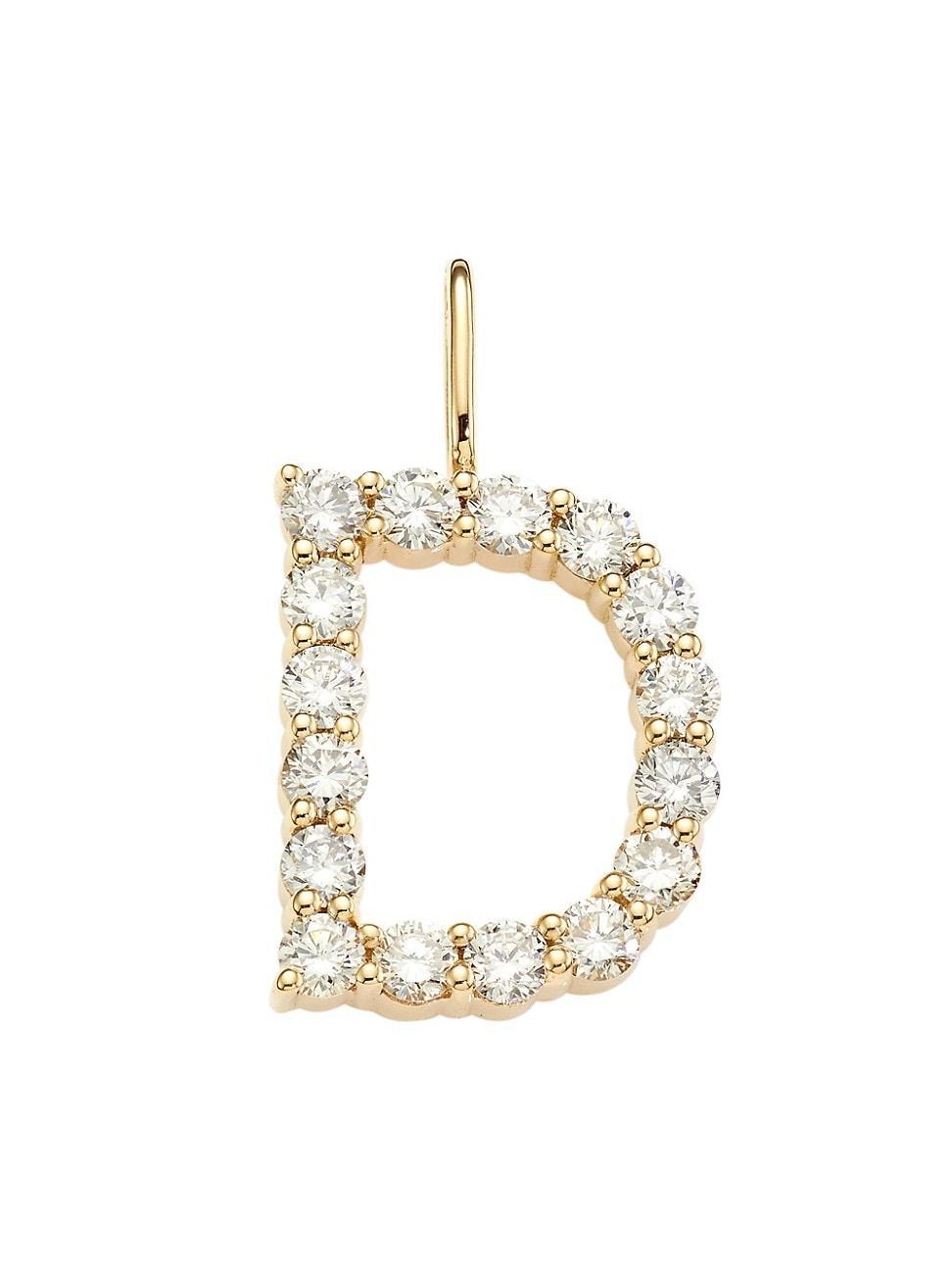 Womens 14K Yellow Gold & Diamond Large Initial Charm Product Image