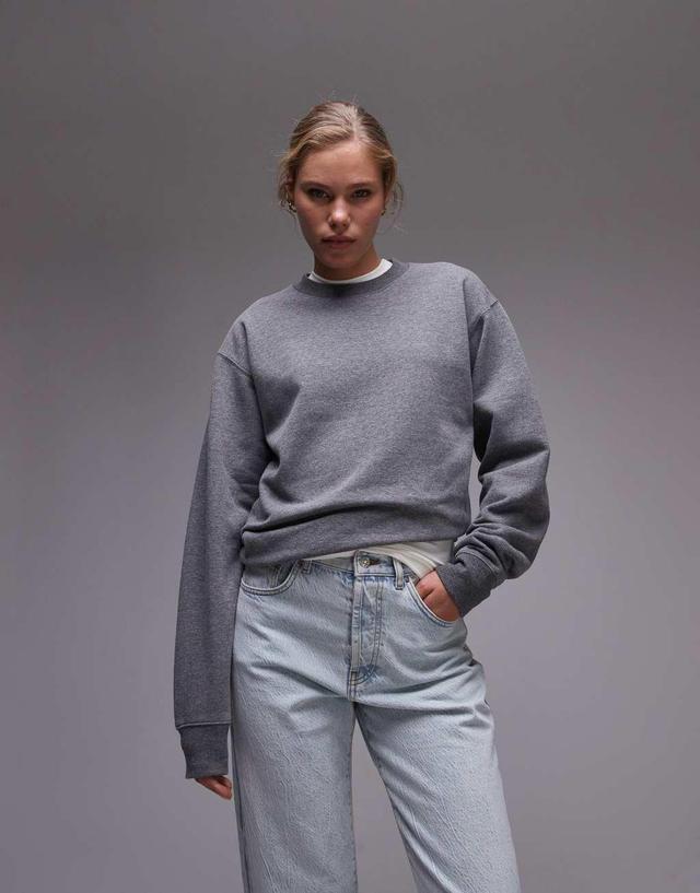 Topshop slim sweat in gray heather Product Image