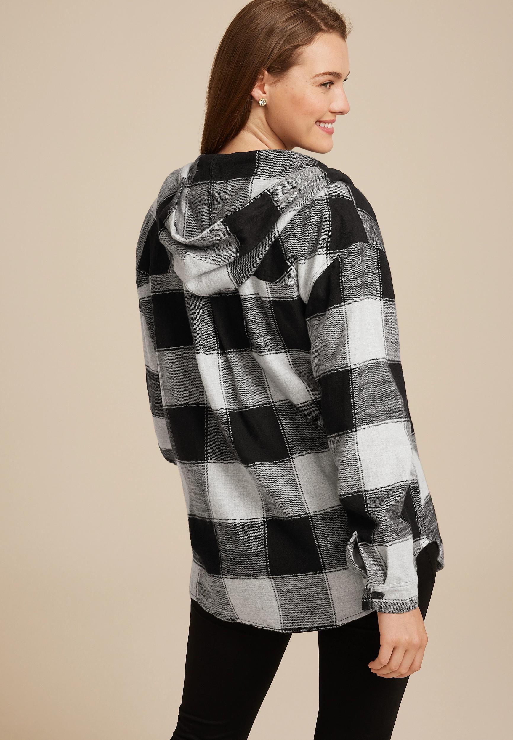 Cabin Collegiate Plaid Hooded Button Down Shirt Product Image