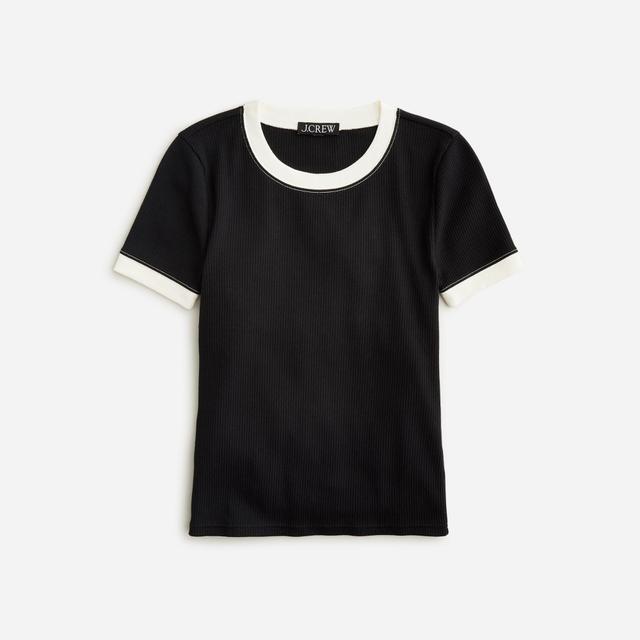 Vintage rib shrunken T-shirt with contrast trim Product Image