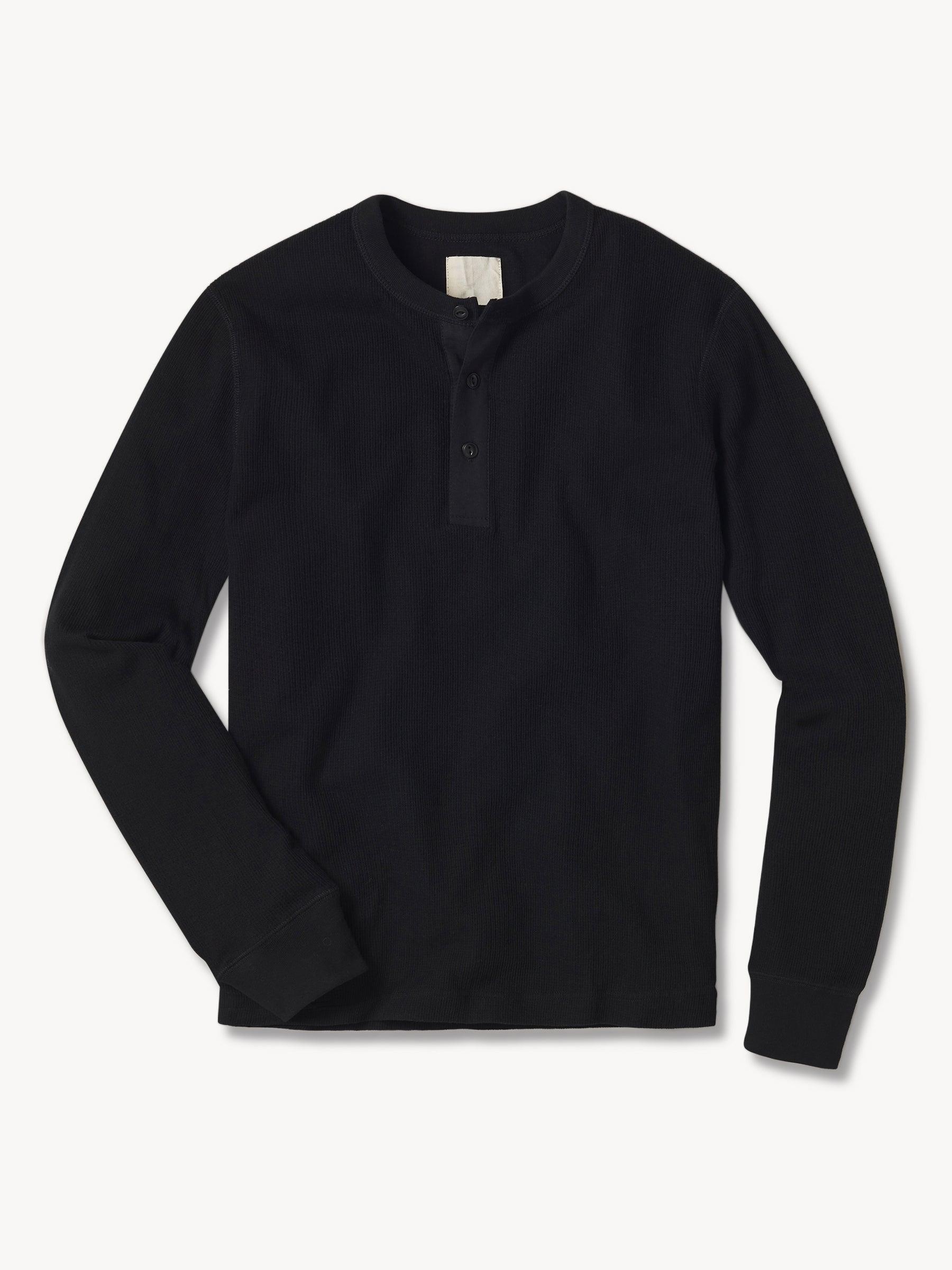 Black Vintage Thermal Henley Product Image