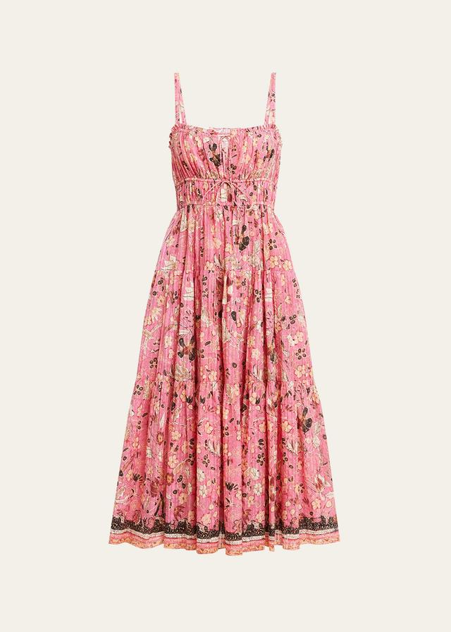 Anisa Ruffled Floral Tiered Sleeveless Midi Dress Product Image