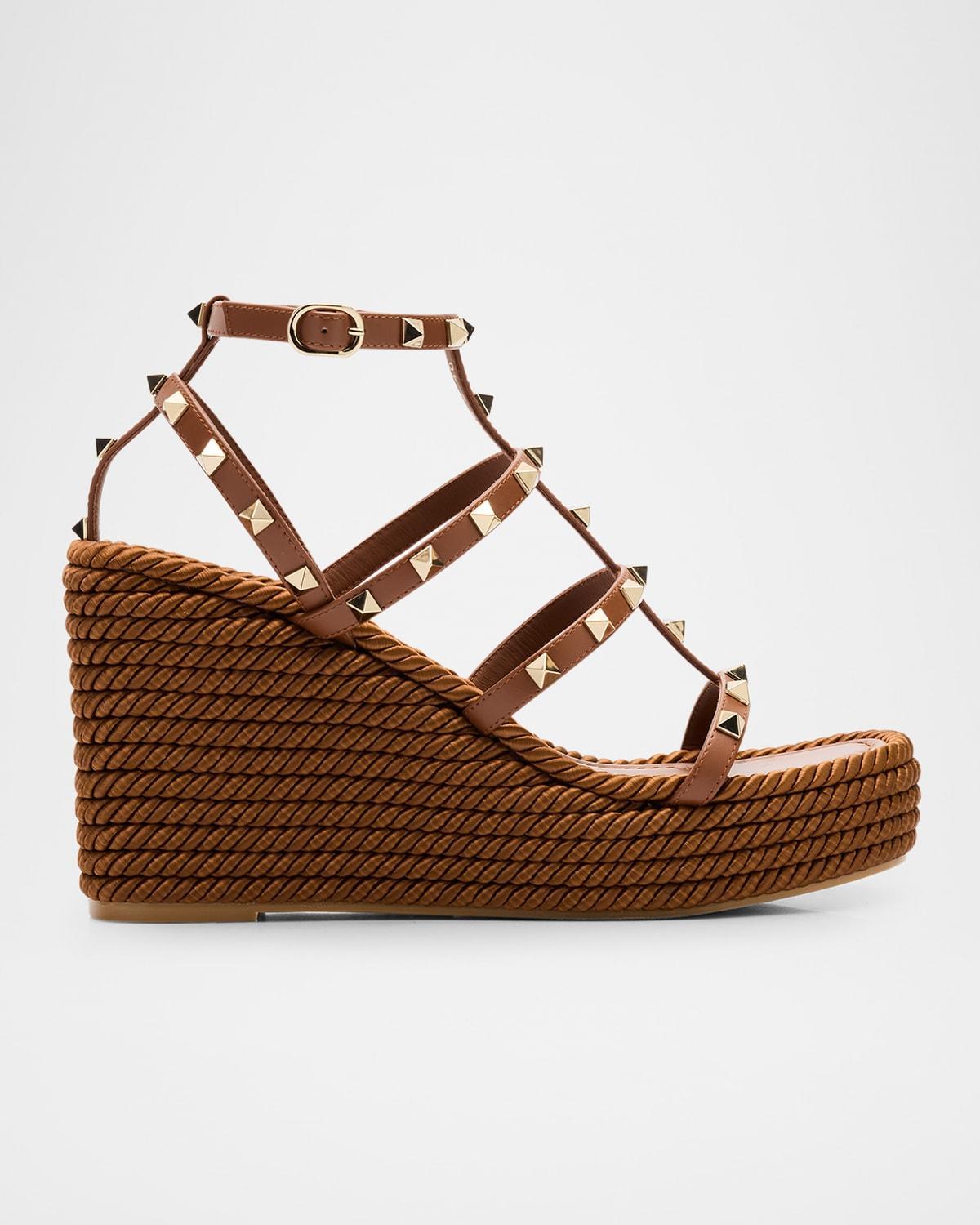 Womens Rockstud Ankle Strap 95MM Wedge Sandals Product Image