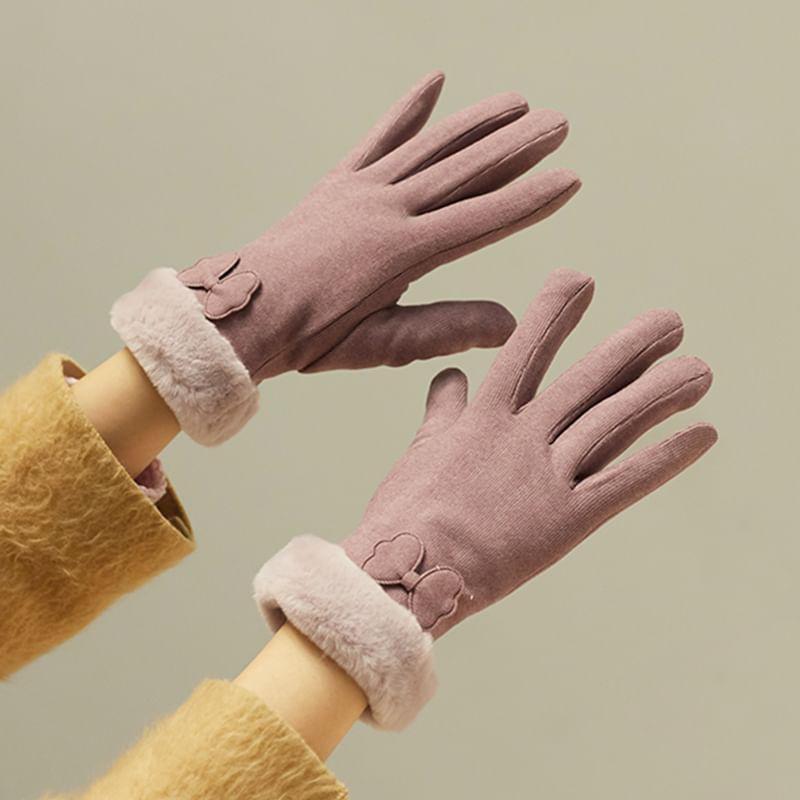 Bow Faux Fur Touchscreen Gloves Product Image