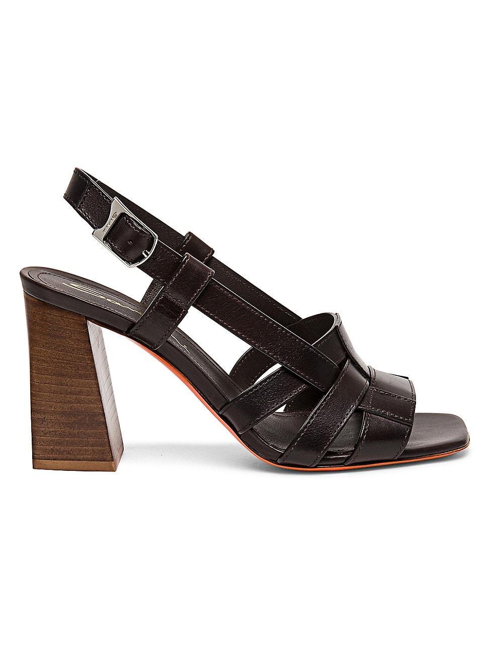 Venere Leather Block-Heel Mule Sandals Product Image