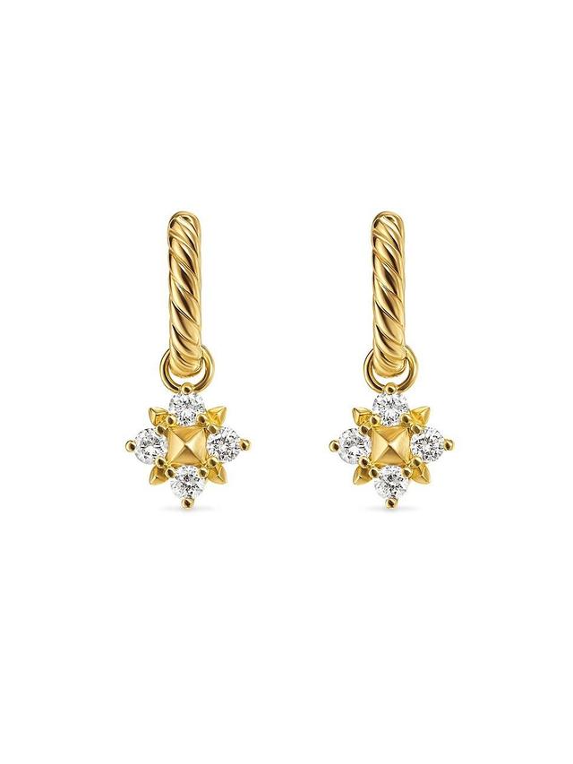 Womens Petite Modern Renaissance Pyramid Drop Earrings in 18K Yellow Gold with Diamonds, 18.8MM Product Image