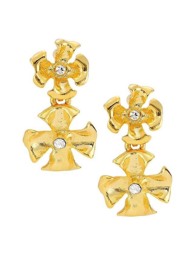 Womens 22K-Gold-Plated & Glass Crystal Flower Drop Earrings Product Image