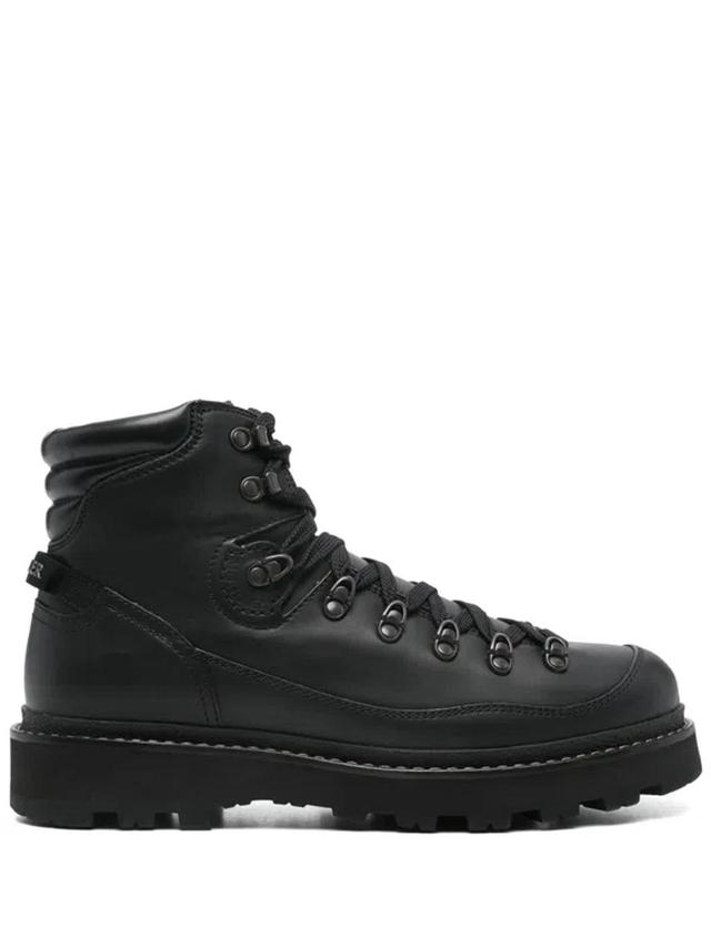 MONCLER Leather Boots Metal Eyelets In Black Product Image