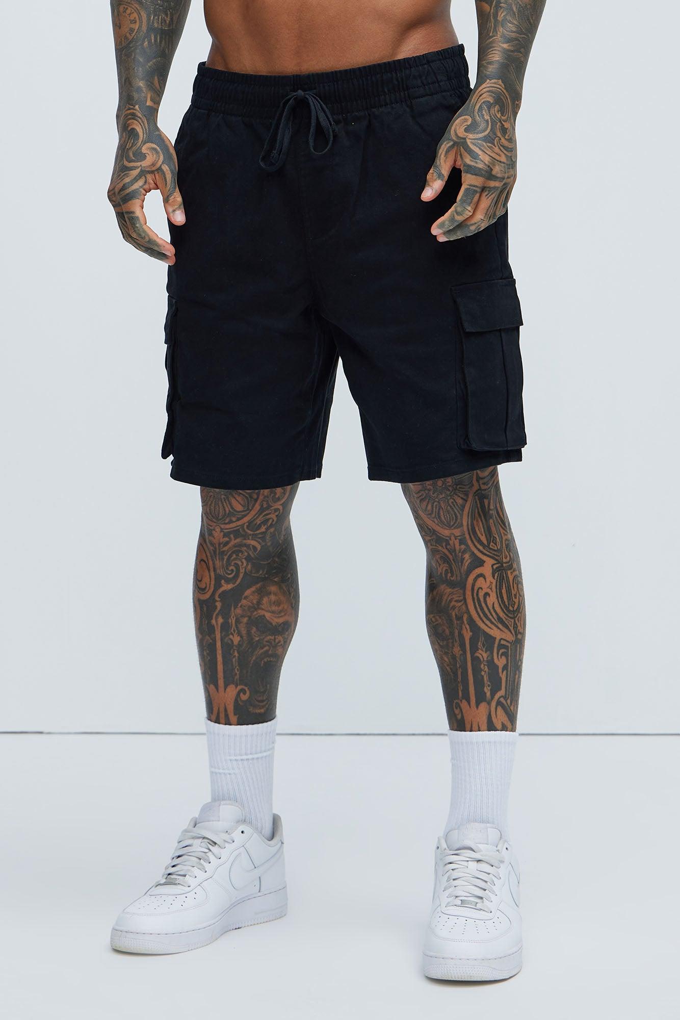 Twill Volley Cargo Shorts - Black Product Image