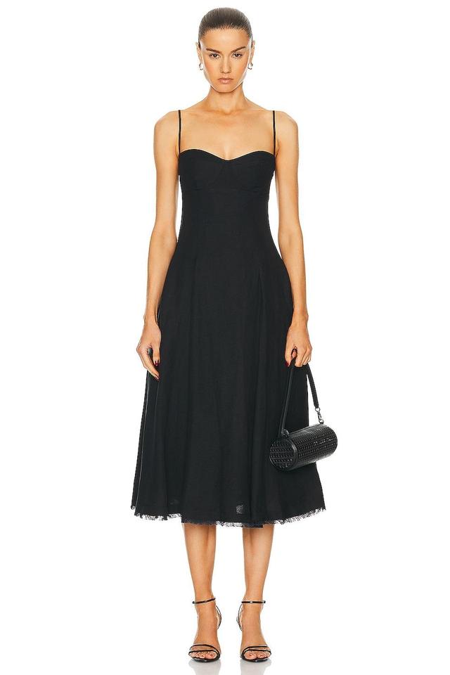 SIMKHAI Analise Bustier Midi Dress Black. (also in M, XS). Product Image