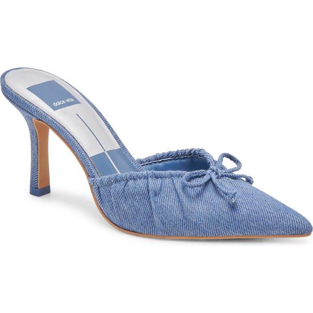 DOLCE VITA Women's Kairi Slip On Pointed Toe Bow High Heel Pumps In Blue Denim Product Image