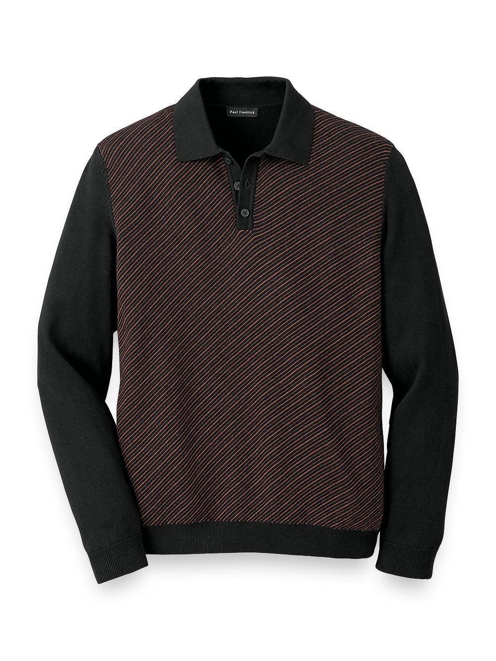 Cotton Three Button Polo - Brown/black Product Image