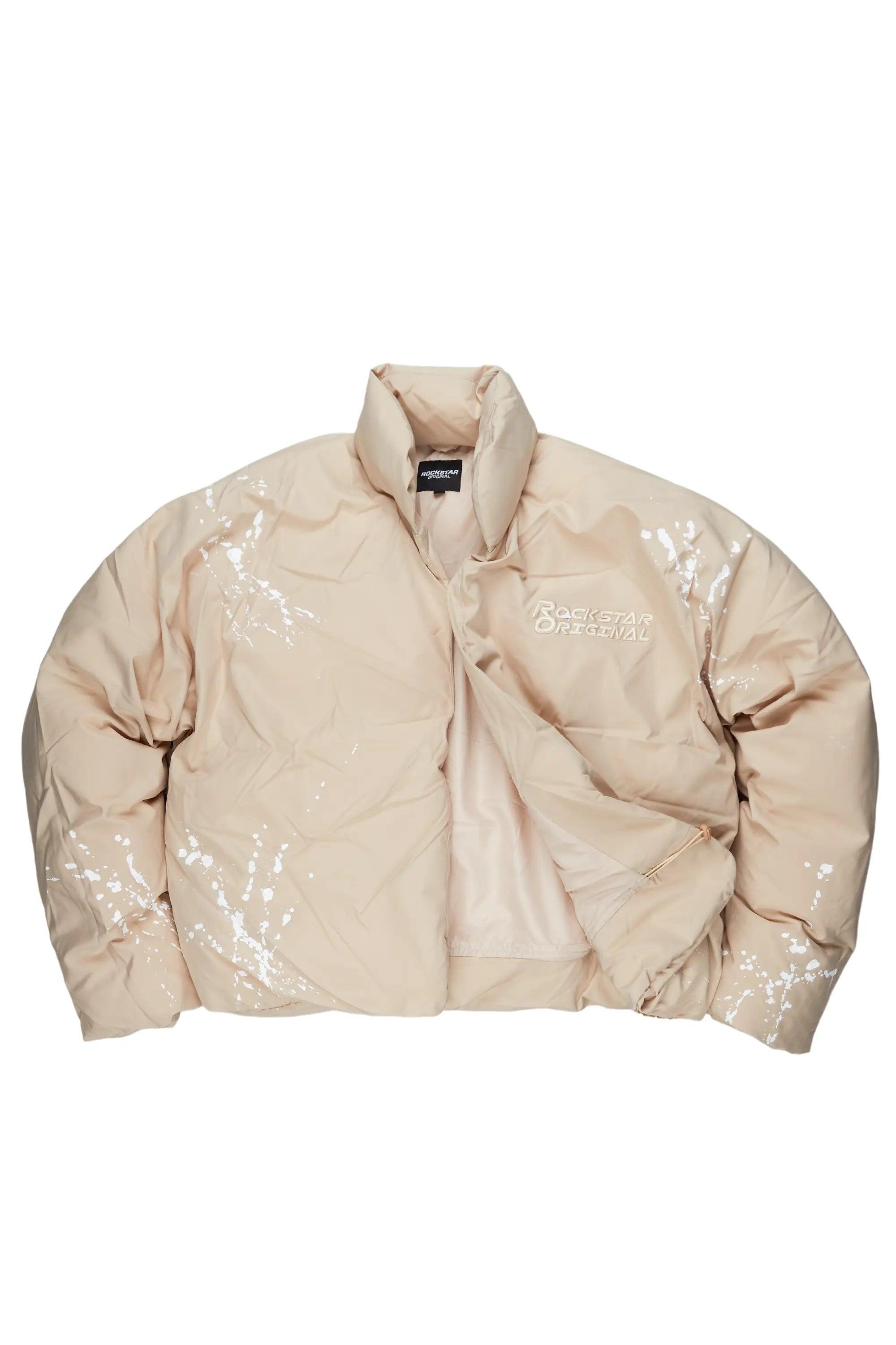 Rabbie Beige/White Puffer Jacket Male Product Image