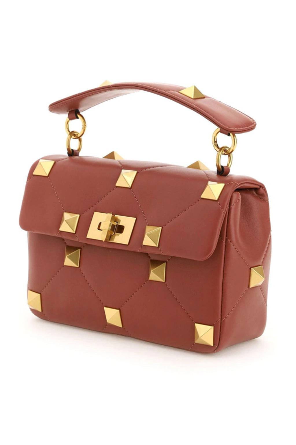 Roman Stud The Shoulder Bag Medium In Red,brown Product Image