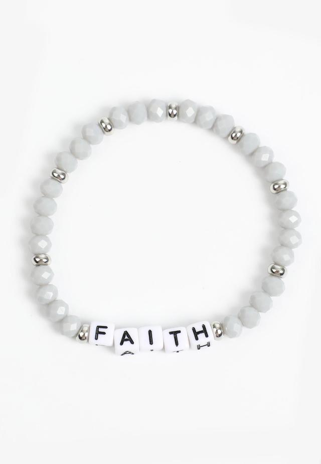 Maurices Womens Faith Letter Beaded Stretch Bracelet Gray Size O/s Product Image