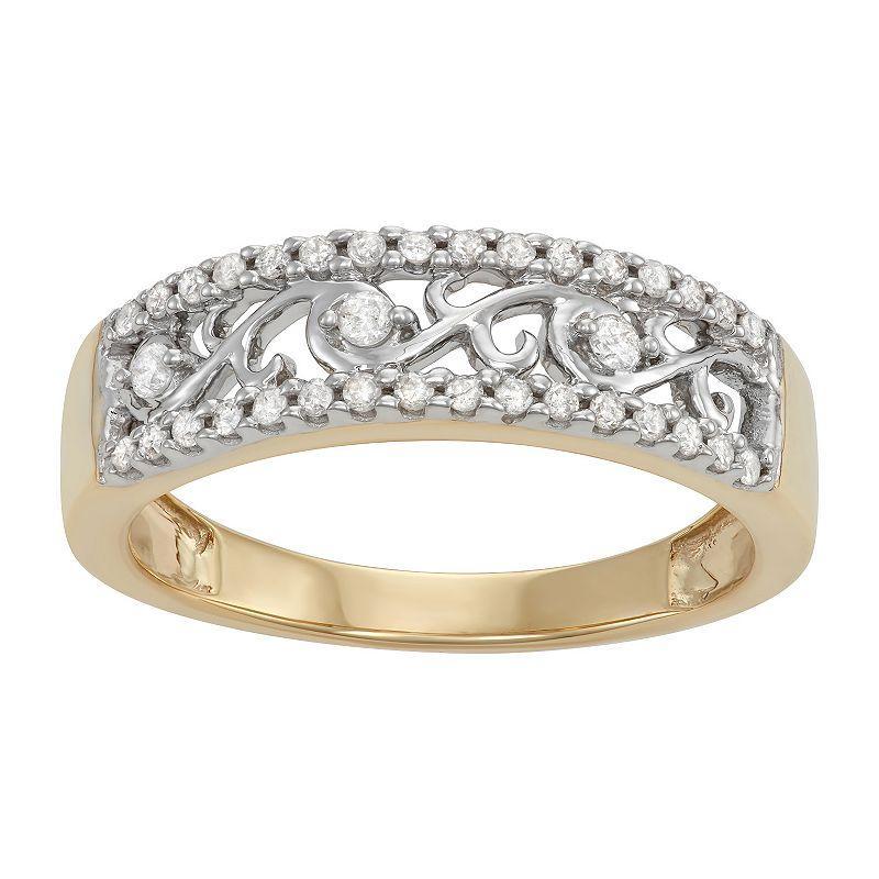 10k Gold 1/4 Carat T.W. Diamond Filigree Ring, Womens Product Image