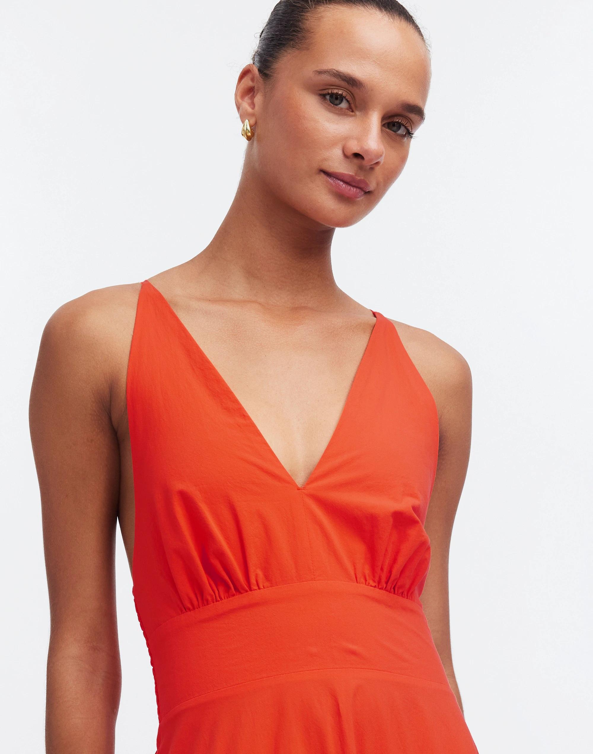 Smocked Halter Midi Dress in Poplin Product Image