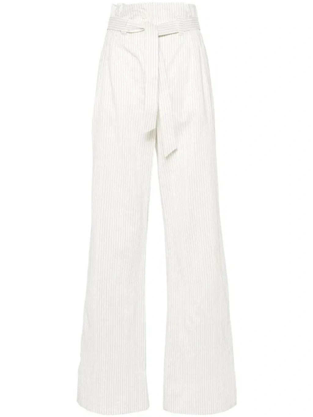 Women's Cotton And Silk Blend Trousers In White Product Image