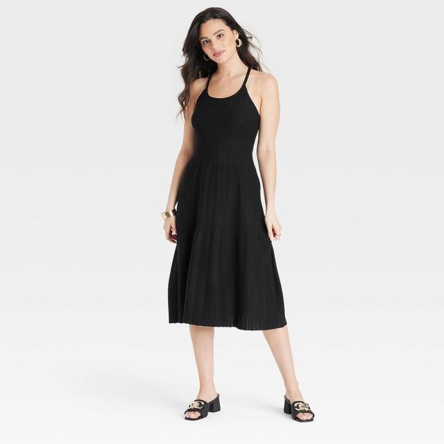 Womens Tank Midi Sweater Dress - A New Day Black XL Product Image